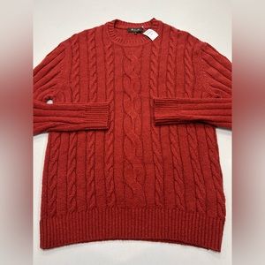 Loro Piana Men's Girocollo Abberton Cable Knit Sweater Brown Size 54 MSRP $1725